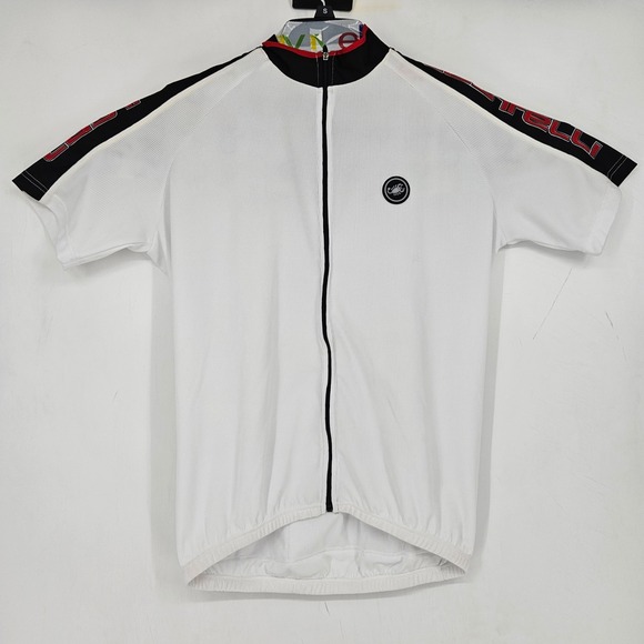 Castelli Cycling Jersey Mens Large White Pockets Short Sleeve Outdoors - Picture 1 of 8
